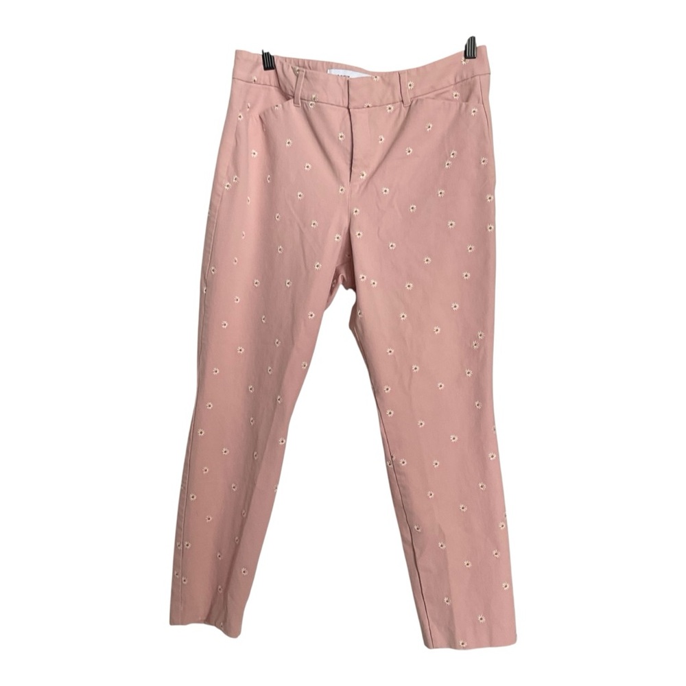 Old Navy Pixie High Rise Ankle Pants Pink Daisy Embroidered Size 16